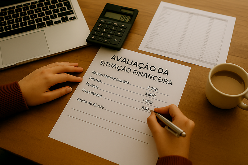 Avaliando a real situação financeira para definir metas financeiras realistas.
